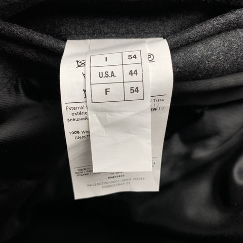 VALENTINO Size 44 Charcoal & Black Mixed Fabrics Wool Zip & Snaps Jacket