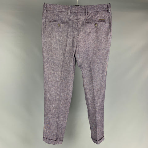 MESSAGERIE Taille 32 Pantalon décontracté plissé en lin mélangé violet et blanc