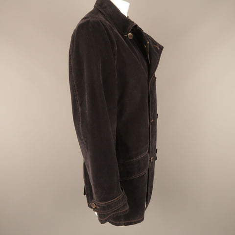 7 FOR ALL MANKIND XL Black Contrast Stitch Velvet  Double Breasted Coat