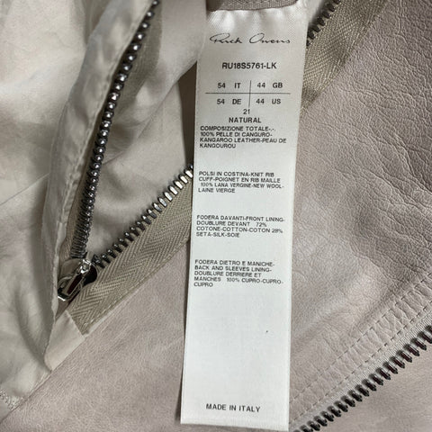 RICK OWENS Size L Grey Leather Zip Up Jacket