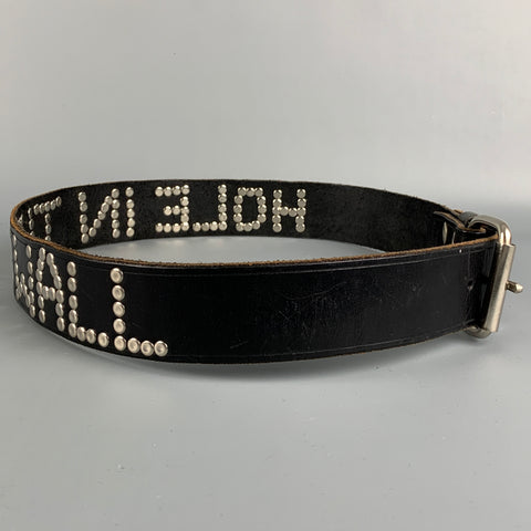 Vintage OFF RAMP Size M Black & Silver Studded Leather Hole In The Wall Belt
