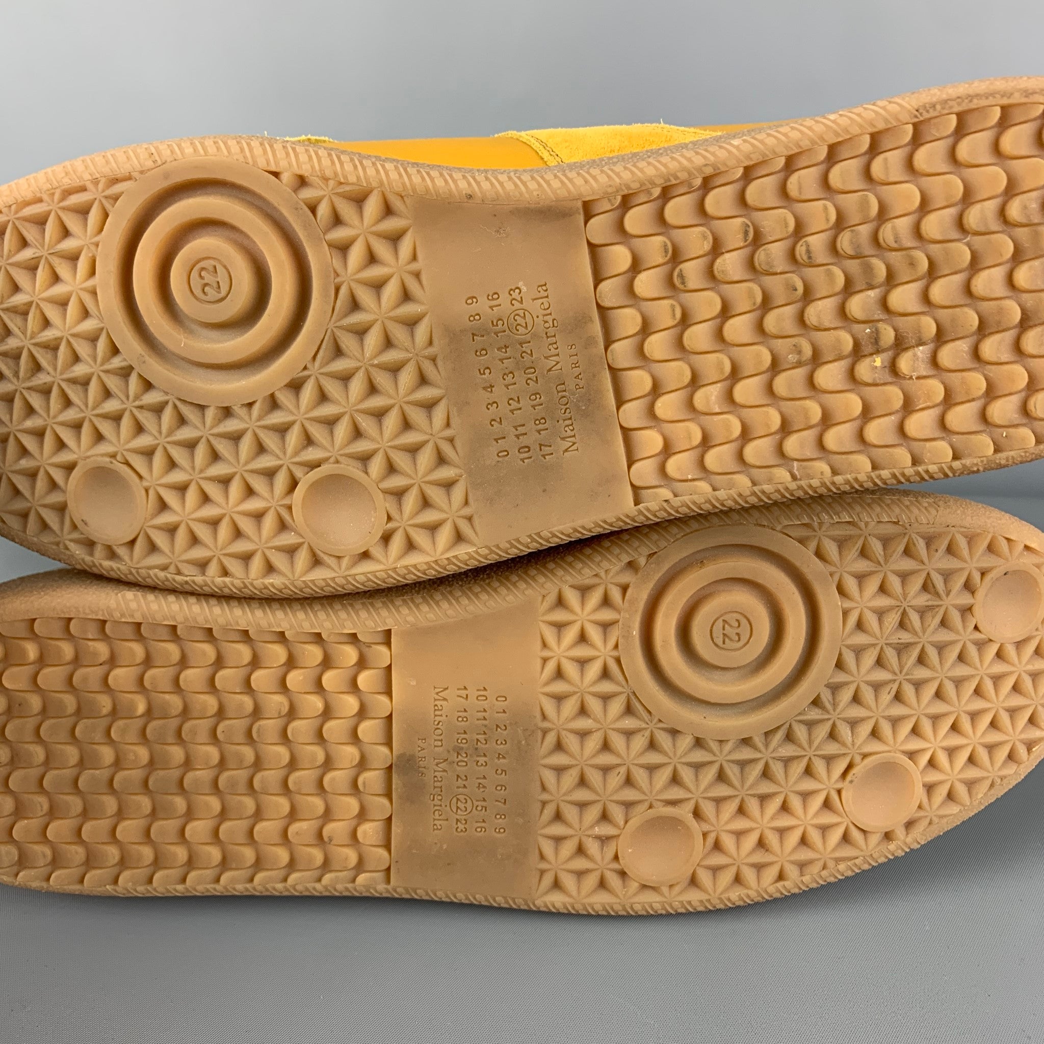 MAISON MARGIELA Size 12 Mustard Suede Replica Sneakers – Sui