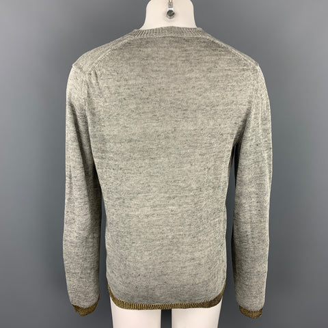 COMME des GARCONS SHIRT Size M Grey & Gold Knitted Linen V-Neck Pullover