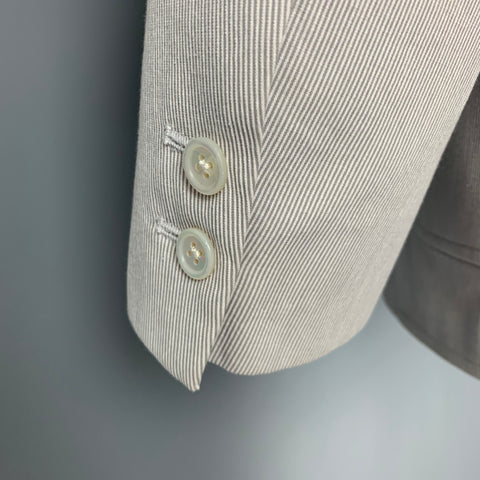 BLACK FLEECE Size 38 Grey White Stripe Cotton Notch Lapel 31 Suit