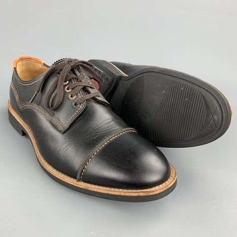 PAUL SMITH JEANS Skull Taille US 9 Chaussures à lacets en cuir noir avec bout renforcé
