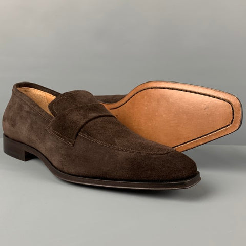BARNEY'S NEW YORK Size 11 Brown Suede Leather Slip On Loafers