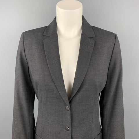 ELIE TAHARI Taille 8 Blazer à revers cranté en laine grise
