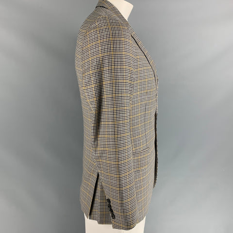 PAUL SMITH Khaki &  Navy Size 40 Plaid Wool Blend Notch Lapel Sport Coat