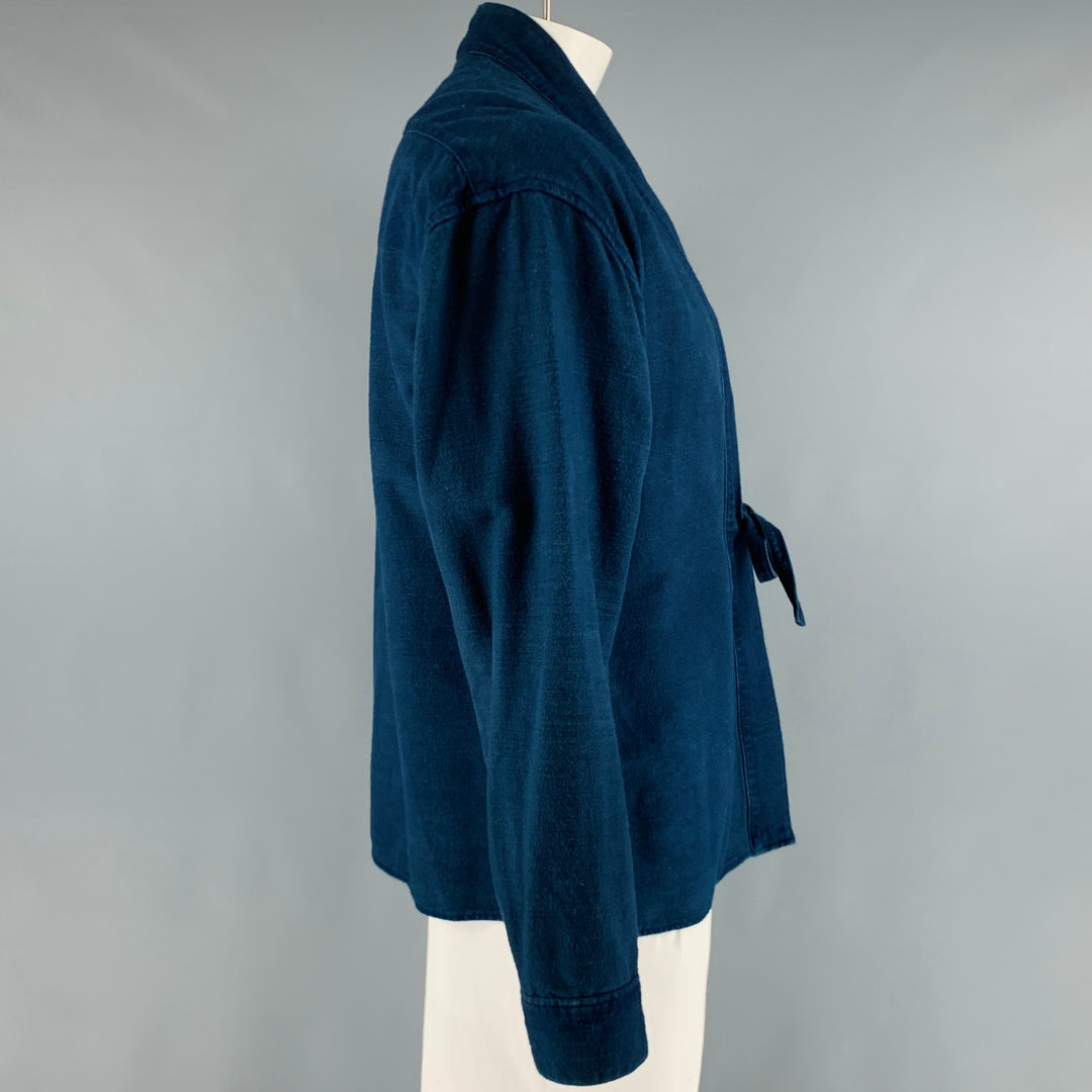 VISVIM Size L Indigo Cotton Lhamo Long Sleeve Shirt