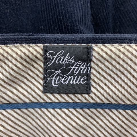 SAKS FIFTH AVENUE Size 36 Navy Corduroy Zip Fly Casual Pants