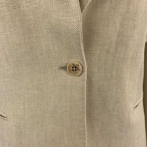MAX MARA Talla 16 Chaqueta tipo blazer de lino beige con solapa de pico