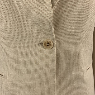 MAX MARA Size 16 Beige Linen Peak Lapel Blazer Jacket