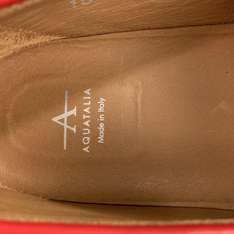 AQUATALIA Size 11 Red Suede Braided Trim Rubber Sole Loafers