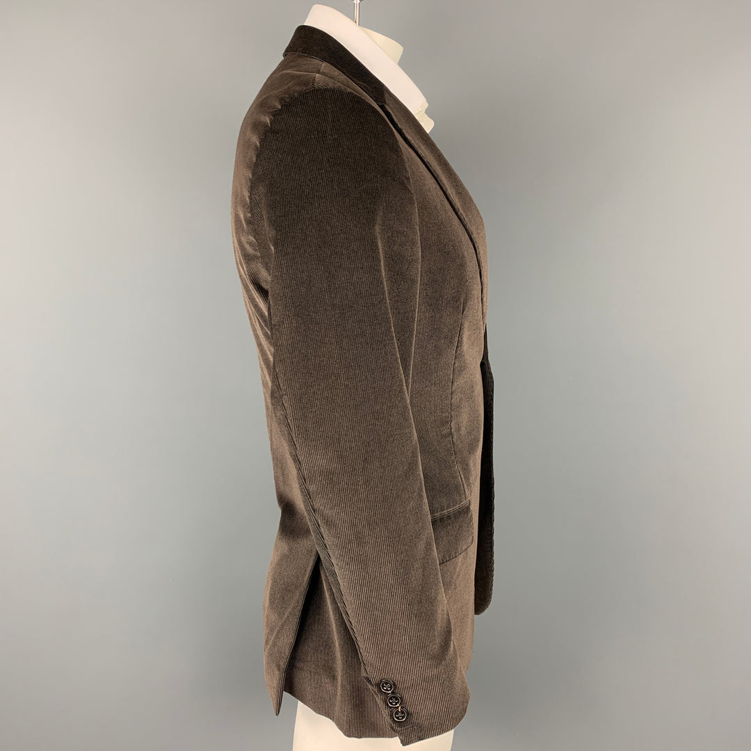Z ZEGNA Size 42 Regular Brown Corduroy Cotton Notch Lapel Sport Coat