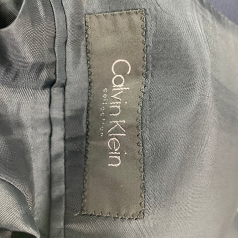CALVIN KLEIN COLLECTION Size 40 Navy Wool / Silk Notch Lapel Suit