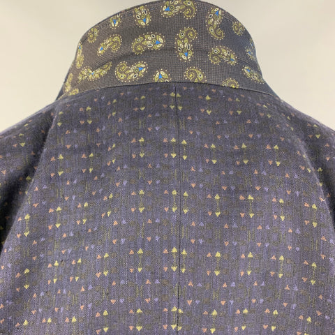 ETRO Size 38 Navy Olive Linen Cotton Single Breasted Slim Fit Suit