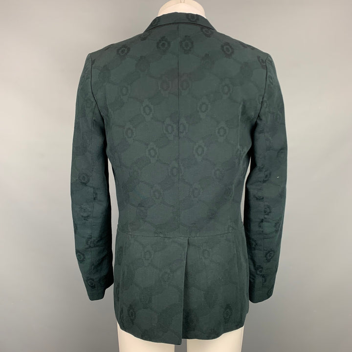 ANN DEMEULEMEESTER Size S Black Jacquard Cotton Notch Lapel Sport Coat