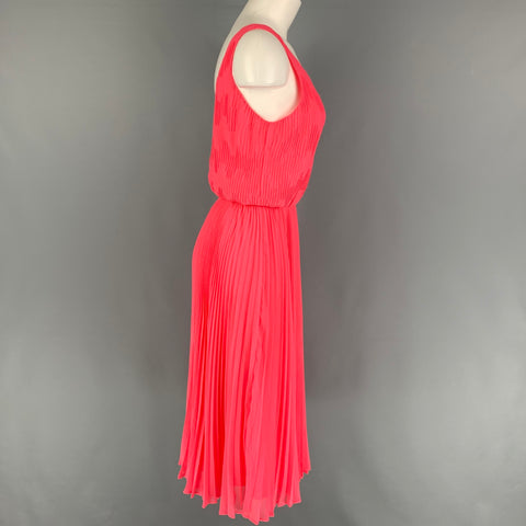 ALICE + OLIVIA Vestido plisado de lúrex de poliéster rosa talla 6