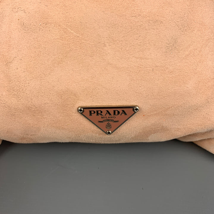 PRADA Pink Studded Rhinestone Suede Evening Handbag