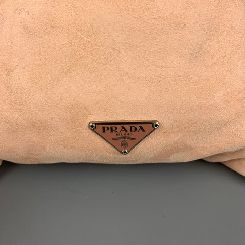Sac à main de soirée en daim strass clouté rose PRADA