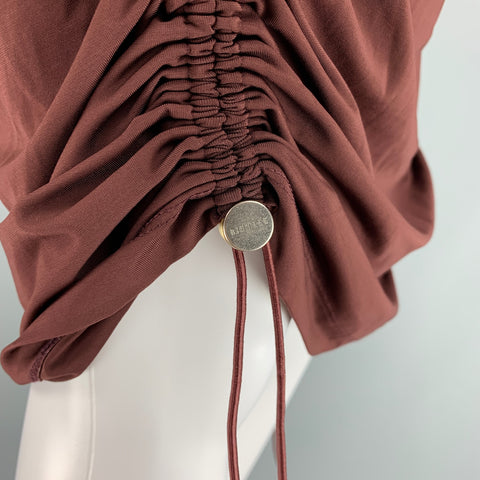 DION LEE Size 4 Burgundy Viscose Blend Ruched Corset Mini Cocktail Dress