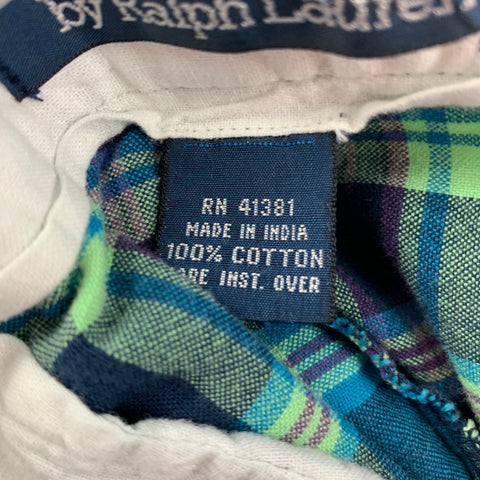 POLO by RALPH LAUREN Size 32 Green & Navy Plaid Cotton Zip Fly Shorts