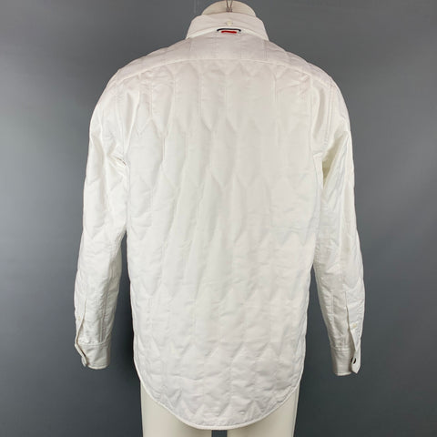 MONCLER GAMME BLEU Size L White Quilted Cotton Long Sleeve Shirt