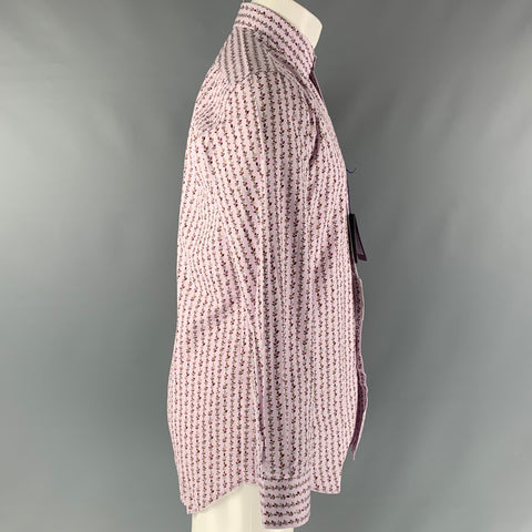 PAUL SMITH Size M Lavender &  Purple Print Cotton Button Up Long Sleeve Shirt