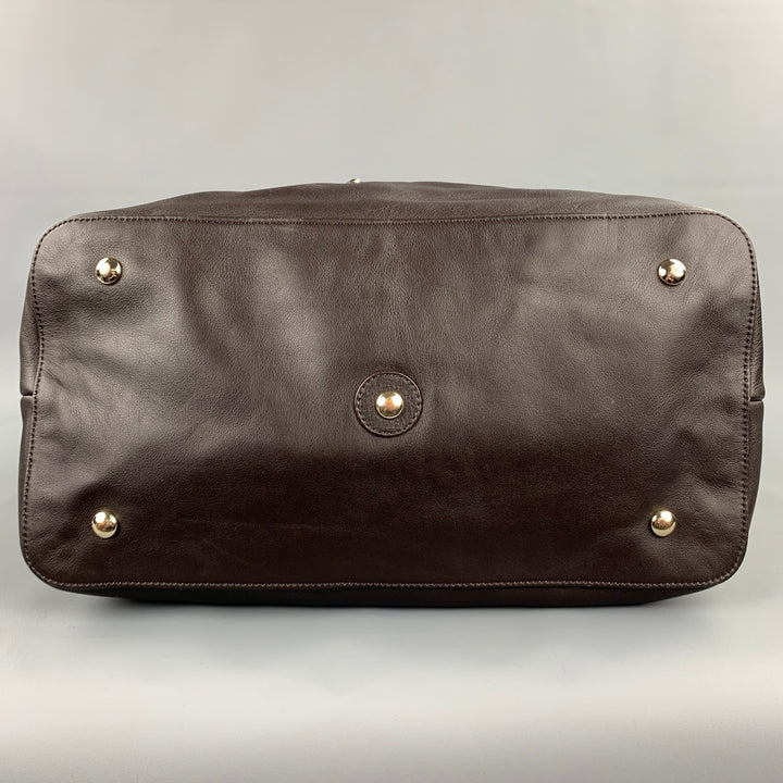 PAUL SMITH Taupe Glendplaid Polyester Leather Trim Handbag