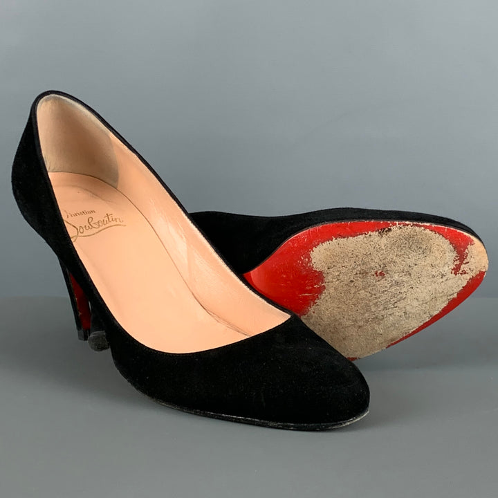 CHRISTIAN LOUBOUTIN Size 8.5 Black Suede Classic Pumps