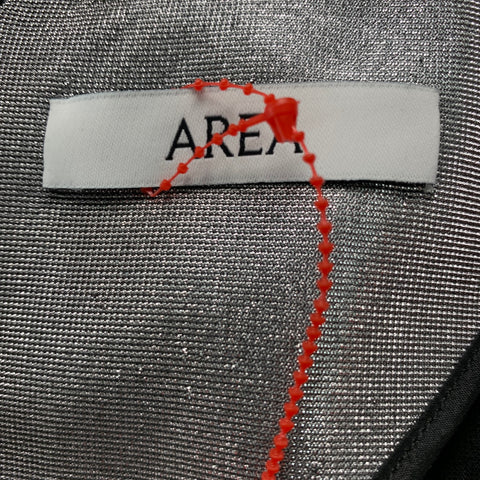 AREA Taille L Robe à manches longues froncée en mélange de viscose argentée