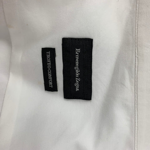 ERMENEGILDO ZEGNA Size XL White Cotton Tailored Fit Long Sleeve Shirt