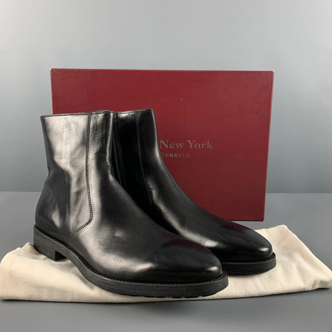 TO BOOT NY Size 9 Black Solid Leather Side Zipper Boots