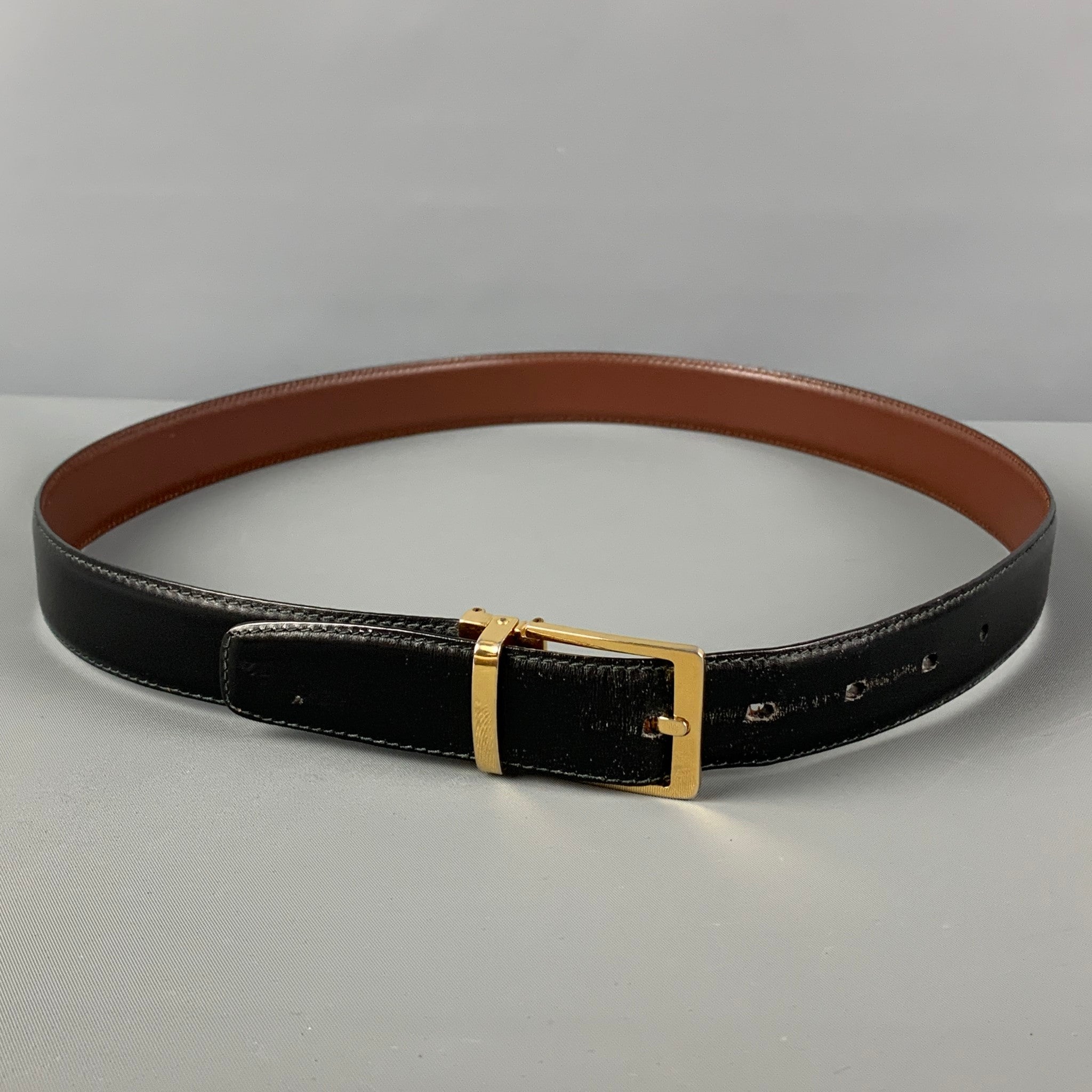 SULKA Size 34 Brown Leather Belt