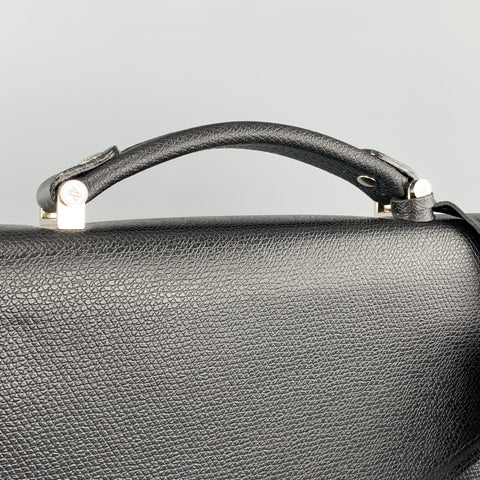 LANCEL Black Textured Leather Envelope Briefcase