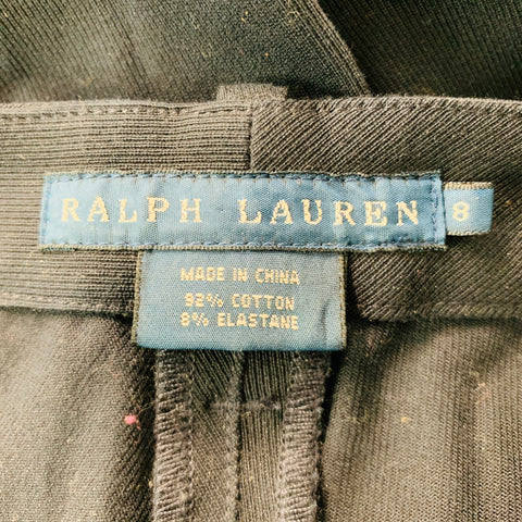 RALPH LAUREN Talla 8 Pantalones casuales de ante con retazos de elastano y algodón azul marino