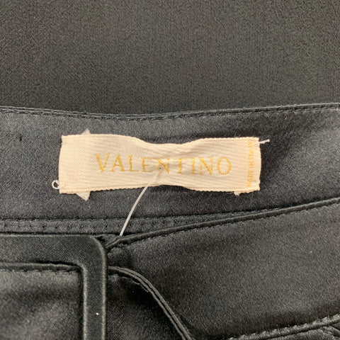 VALENTINO Size 8 Black Sheer Silk Chiffon Satin Belt Maxi Skirt
