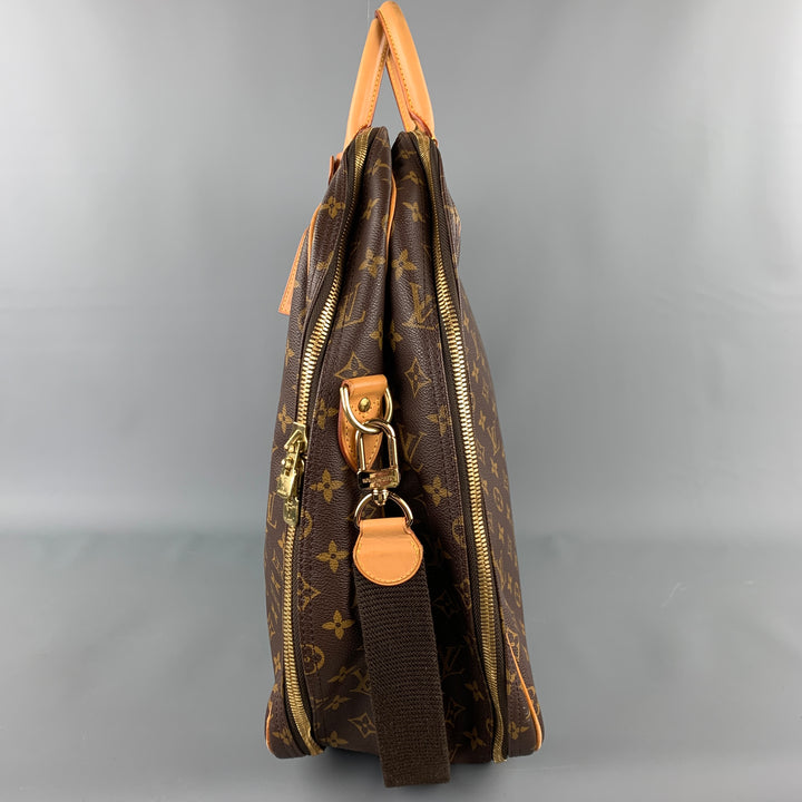 LOUIS VUITTON Alize 2 Poches Brown Leather Monogram Vachetta Trim Canvas Travel Bag