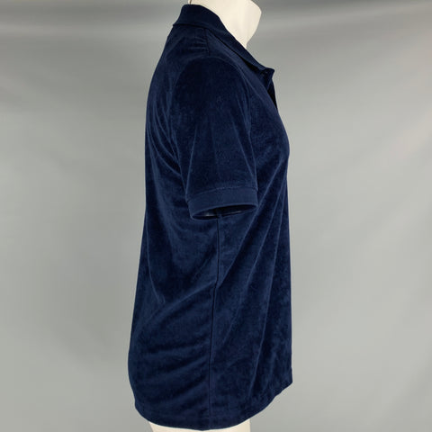 LACOSTE Size M Navy Terry Cloth Cotton Polyester Polo
