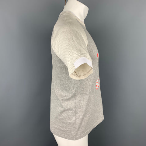 COMME des GARCONS HOMME PLUS Size M Grey & Beige Metallic Cotton Blend T-shirt