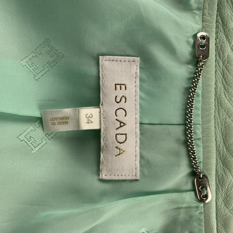 Veste de moto zippée en cuir menthe ESCADA taille 4