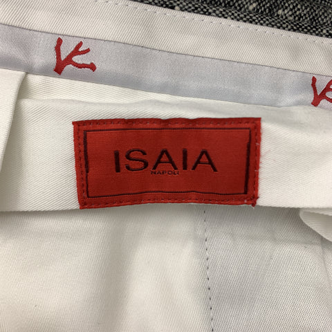 ISAIA Size 40 Speckled Heather Gray Woven Wool Zip Fly Dress Pants