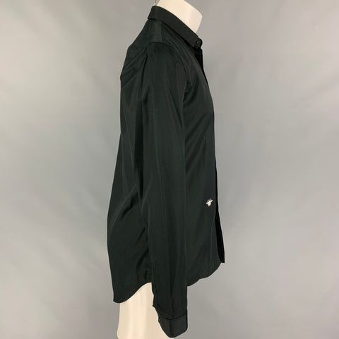 DIOR HOMME Size S Black Cotton Hidden Placket Long Sleeve Shirt