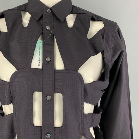 COMME des GARCONS SHIRT Size L Black Cut Outs Cotton Button Up Long Sleeve Shirt