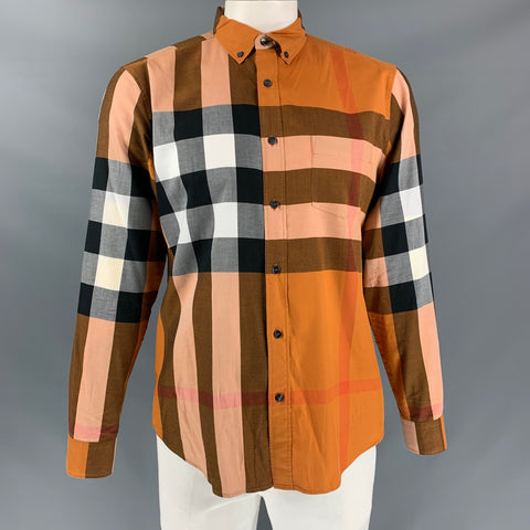 BURBERRY BRIT Size L Beige Multicolour Plaid Cotton Long Sleeve Shirt