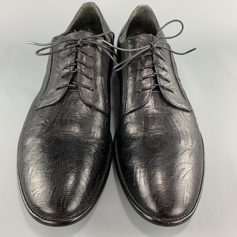 Jo GHOST Size 10 Black Tattoo Embossed Leather Lace Up