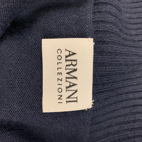 ARMANI COLLEZIONI Taille M Pull col en V en laine mélangée bleue