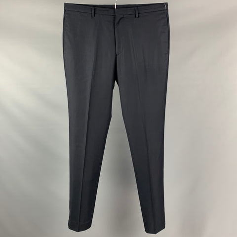 CALVIN KLEIN COLLECTION Size 32 Navy Wool Zip Fly Dress Pants