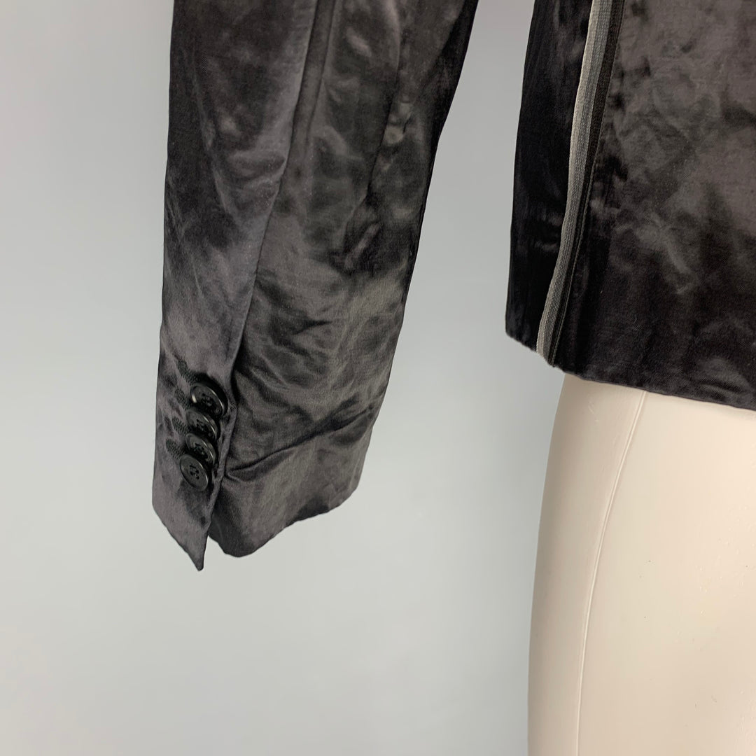 LOVE MOSCHINO Black Wrinkled Cotton Blend Notch Lapel Sport Coat