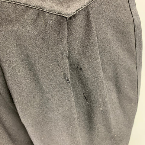 CLAUDE MONTANA Taille 12 Costume pantalon croisé en soie noire
